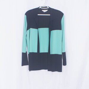 EXCLUSIVELY MISOOK Colorblock Open Cardigan with Shoulder Pads Size S